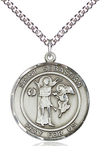 Sterling Silver Saint Sebastian Medal Catholic Jewelry Engraved Catholic Saint Jewelry