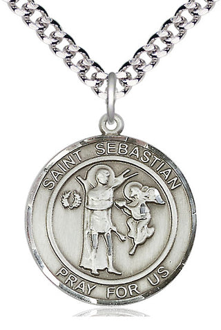 Sterling Silver Saint Sebastian Medal Catholic Jewelry Engraved Catholic Saint Jewelry