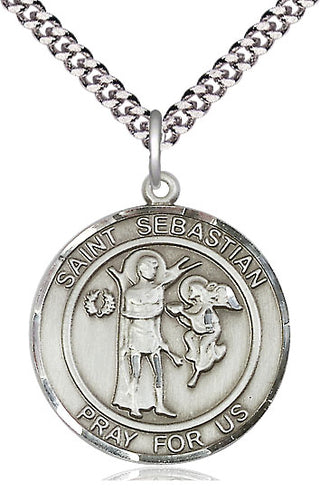 Sterling Silver Saint Sebastian Medal Catholic Jewelry Engraved Catholic Saint Jewelry