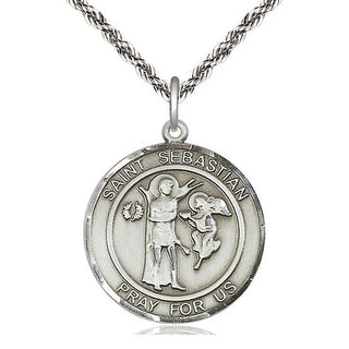 Sterling Silver Saint Sebastian Medal Catholic Jewelry Engraved Catholic Saint Jewelry