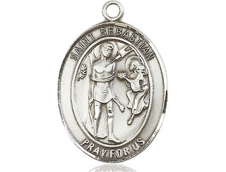 Sterling Silver Saint Sebastian Medal Catholic Jewelry Engraved Catholic Saint Jewelry