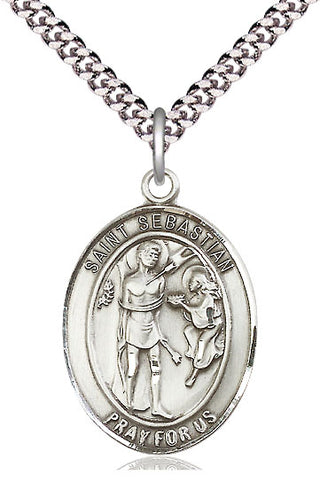 Sterling Silver Saint Sebastian Medal Catholic Jewelry Engraved Catholic Saint Jewelry