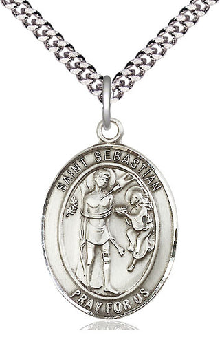 Sterling Silver Saint Sebastian Medal Catholic Jewelry Engraved Catholic Saint Jewelry