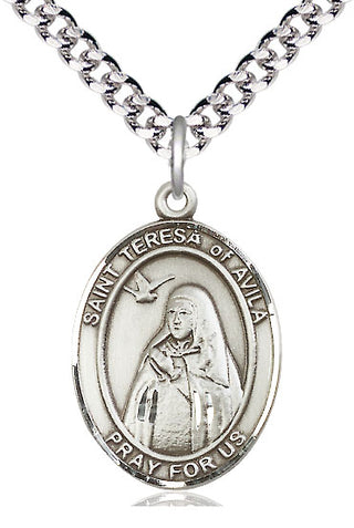 Pewter Saint Teresa of Avila Medal Catholic Jewelry Engraved Catholic Saint Jewelry