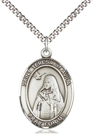 Pewter Saint Teresa of Avila Medal Catholic Jewelry Engraved Catholic Saint Jewelry