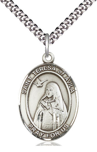 Pewter Saint Teresa of Avila Medal Catholic Jewelry Engraved Catholic Saint Jewelry