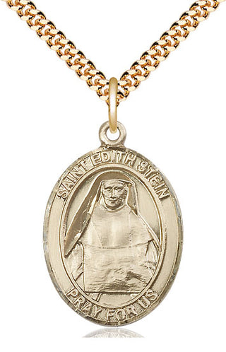 14kt Gold Filled Saint Edith Stein Medal Catholic Jewelry Engraved Catholic Saint Jewelry