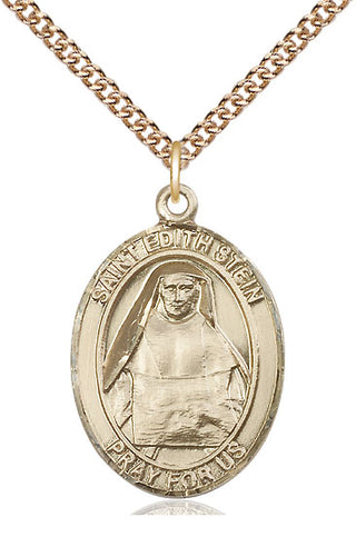 14kt Gold Filled Saint Edith Stein Medal Catholic Jewelry Engraved Catholic Saint Jewelry