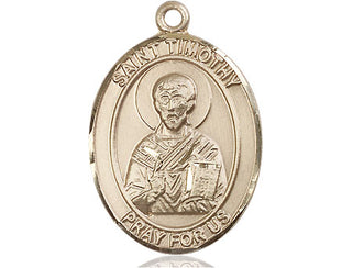 14kt Gold Filled Saint Timothy Medal Engraved Catholic Saint Jewelry