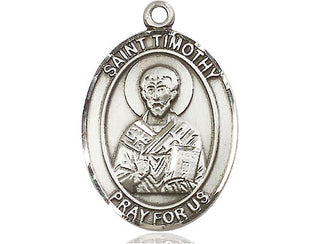 Sterling Silver Saint Timothy Medal Catholic Jewelry Engraved Catholic Saint Jewelry