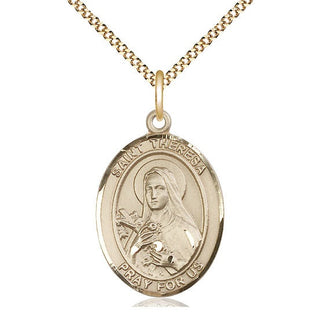 14kt Gold Filled Saint Theresa Medal Catholic Jewelry Engraved Catholic Saint Jewelry