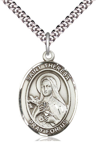 Pewter Saint Theresa Medal Catholic Jewelry Engraved Catholic Saint Jewelry