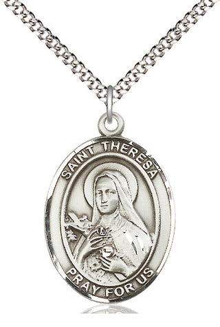 Pewter Saint Theresa Medal Catholic Jewelry Engraved Catholic Saint Jewelry