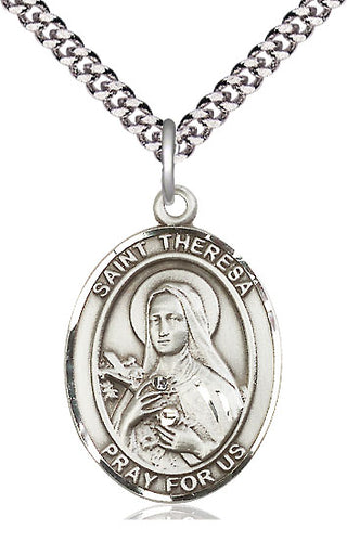 Pewter Saint Theresa Medal Catholic Jewelry Engraved Catholic Saint Jewelry