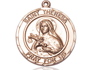 14kt Gold Filled Saint Theresa Medal Engraved Catholic Saint Jewelry