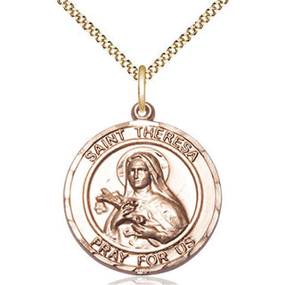 14kt Gold Filled Saint Theresa Medal Catholic Jewelry Engraved Catholic Saint Jewelry