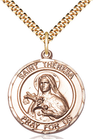 14kt Gold Filled Saint Theresa Medal Catholic Jewelry Engraved Catholic Saint Jewelry