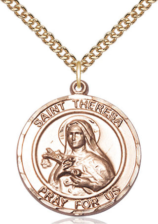 14kt Gold Filled Saint Theresa Medal Catholic Jewelry Engraved Catholic Saint Jewelry