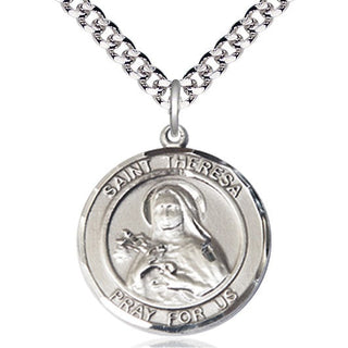 Pewter Saint Theresa Medal Catholic Jewelry Engraved Catholic Saint Jewelry