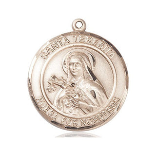 14kt Gold Filled Santa Teresita Medal Engraved Catholic Saint Jewelry