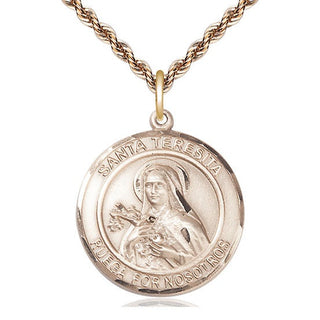14kt Gold Filled Santa Teresita Medal Catholic Jewelry Engraved Catholic Saint Jewelry
