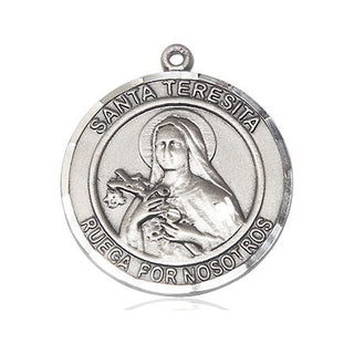 Pewter Santa Teresita Medal Engraved Catholic Saint Jewelry