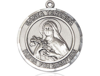 Sterling Silver Santa Teresita Medal Catholic Jewelry Engraved Catholic Saint Jewelry