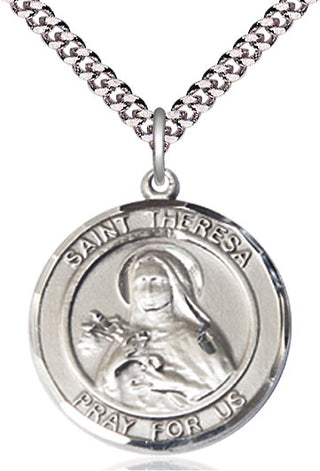 Sterling Silver Saint Theresa Medal Catholic Jewelry Engraved Catholic Saint Jewelry