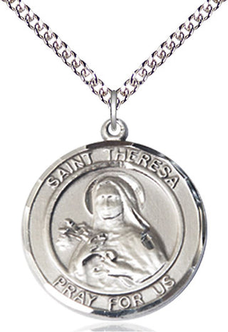 Sterling Silver Saint Theresa Medal Catholic Jewelry Engraved Catholic Saint Jewelry