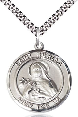 Sterling Silver Saint Theresa Medal Catholic Jewelry Engraved Catholic Saint Jewelry