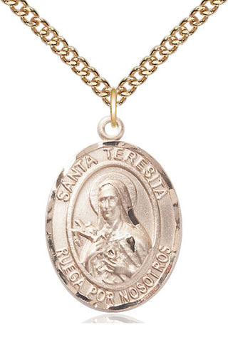 14kt Gold Filled Santa Teresita Medal Catholic Jewelry Engraved Catholic Saint Jewelry