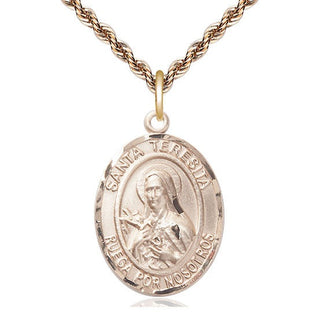 14kt Gold Santa Teresita Medal Engraved Catholic Saint Jewelry