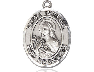 Pewter Santa Teresita Medal Engraved Catholic Saint Jewelry