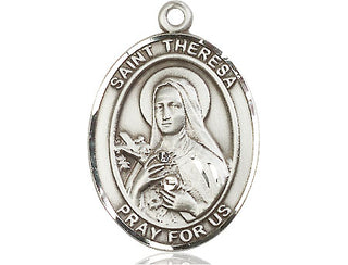 Sterling Silver Saint Theresa Medal Catholic Jewelry Engraved Catholic Saint Jewelry