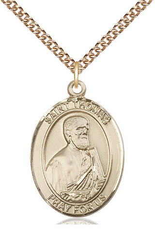 14kt Gold Filled Saint Thomas the Apostle Medal Catholic Jewelry Engraved Catholic Saint Jewelry