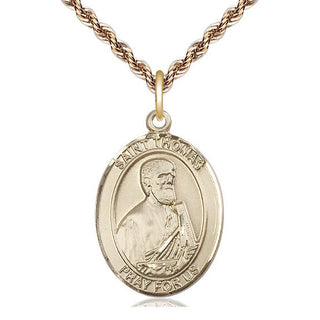 14kt Gold Saint Thomas the Apostle Medal Engraved Catholic Saint Jewelry