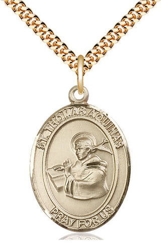 14kt Gold Filled Saint Thomas Aquinas Medal Catholic Jewelry Engraved Catholic Saint Jewelry