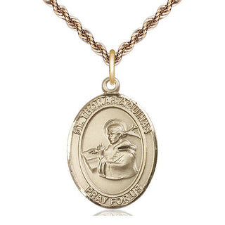 14kt Gold Filled Saint Thomas Aquinas Medal Catholic Jewelry Engraved Catholic Saint Jewelry