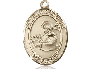 14kt Gold Saint Thomas Aquinas Medal Engraved Catholic Saint Jewelry