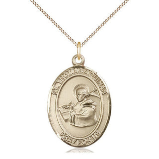 14kt Gold Saint Thomas Aquinas Medal Engraved Catholic Saint Jewelry