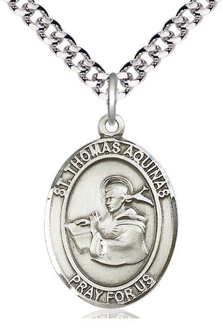 Pewter Saint Thomas Aquinas Medal Catholic Jewelry Engraved Catholic Saint Jewelry