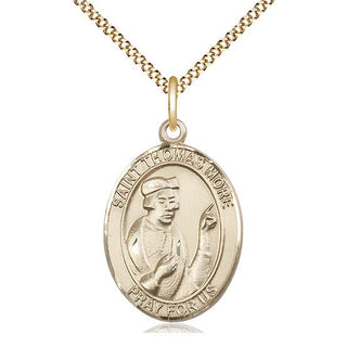 14kt Gold Filled Saint Thomas More Medal Catholic Jewelry Engraved Catholic Saint Jewelry