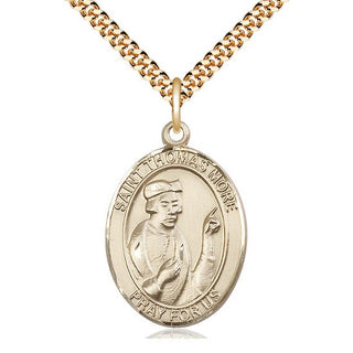 14kt Gold Filled Saint Thomas More Medal Catholic Jewelry Engraved Catholic Saint Jewelry