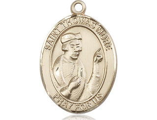 14kt Gold Saint Thomas More Medal Engraved Catholic Saint Jewelry