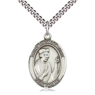 Pewter Saint Thomas More Medal Catholic Jewelry Engraved Catholic Saint Jewelry