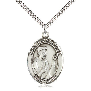 Pewter Saint Thomas More Medal Catholic Jewelry Engraved Catholic Saint Jewelry