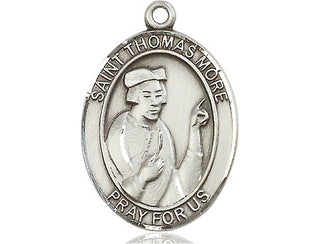 Sterling Silver Saint Thomas More Medal Catholic Jewelry Engraved Catholic Saint Jewelry