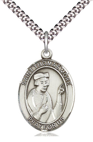 Sterling Silver Saint Thomas More Medal Catholic Jewelry Engraved Catholic Saint Jewelry