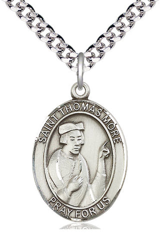 Sterling Silver Saint Thomas More Medal Catholic Jewelry Engraved Catholic Saint Jewelry