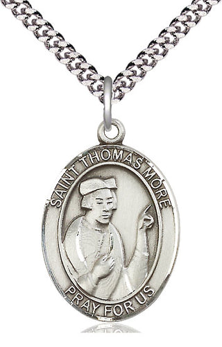 Sterling Silver Saint Thomas More Medal Catholic Jewelry Engraved Catholic Saint Jewelry
